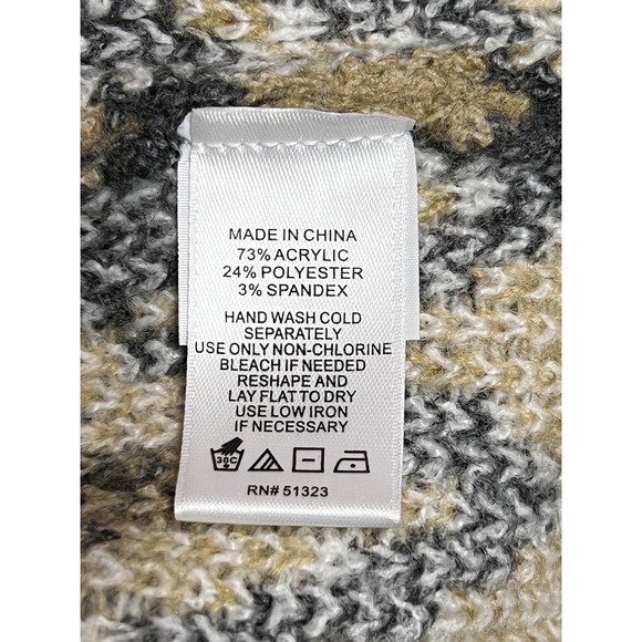 1.STATE Sweater Womens Large Cream Tan Johnny Collar Fair Isle Pullover Knit‎ - Picture 10 of 12